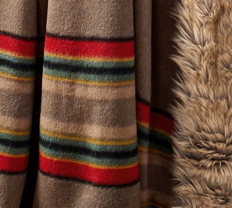 Pendleton® Yakima Faux Fur Back Stripe Throw Pottery Barn