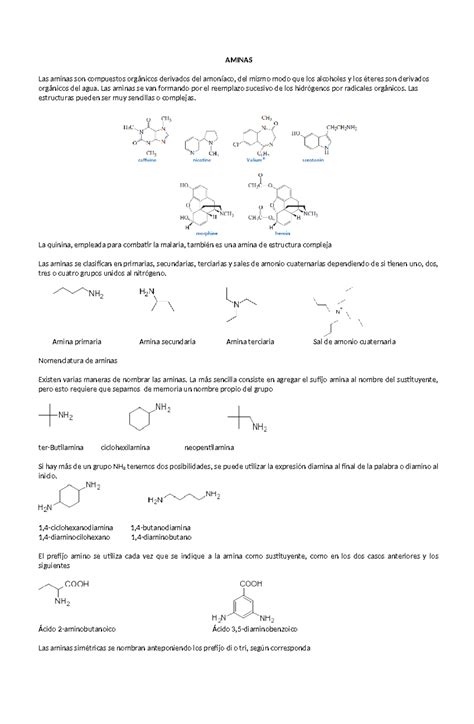 6 Aminas Resumen Química Orgánica AMINAS Las aminas son compuestos