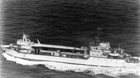 Aerial Port Side View Of A Soviet Amga Class Missile Support Ship