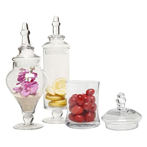 Myt Clear Glass Apothecary Jars With Lid Decorative Footed Vase