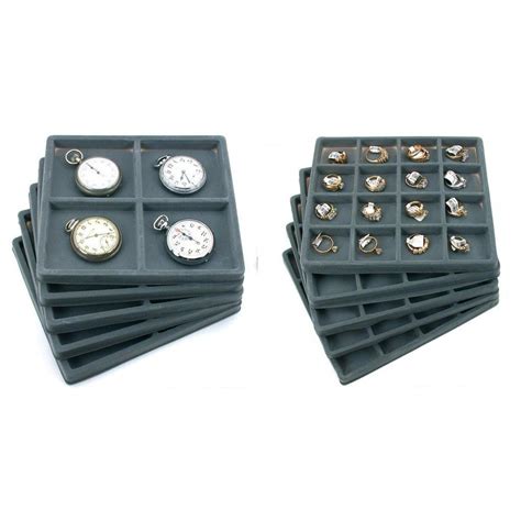 Gray Jewelry Display Tray Inserts Slot Slot Trays Included In