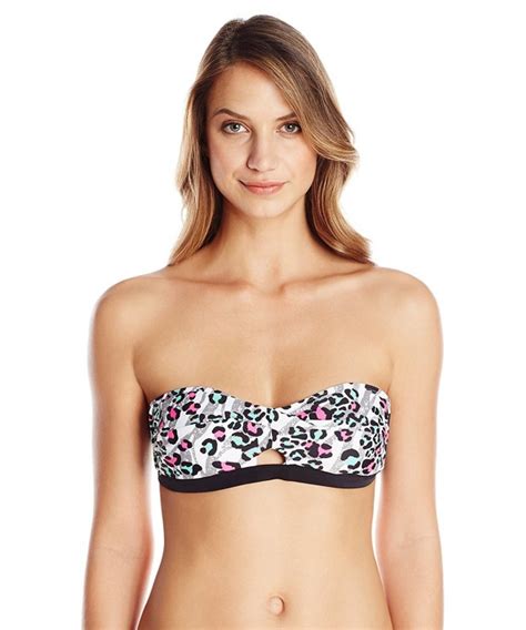 Women S Leopard Mix Bandeau Bikini Top Multi Ce T Nb L
