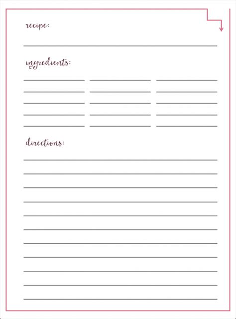 Fill In Blank Printable Editable Recipe Card Template