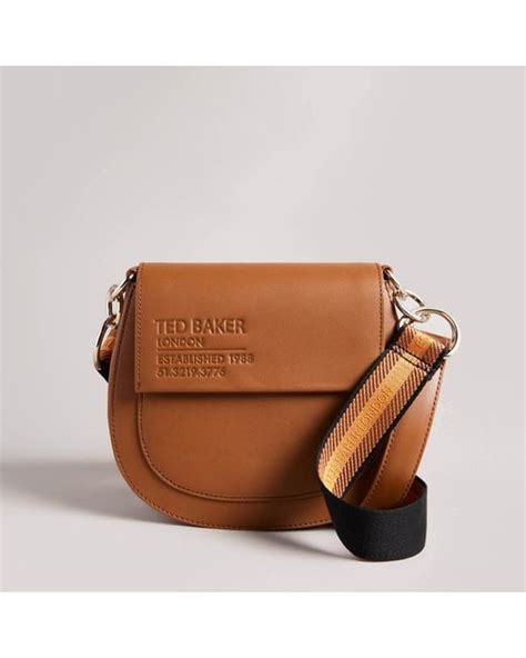 Ted Baker Darcell Branded Webbing Satchel Cross Body Bag In Brown