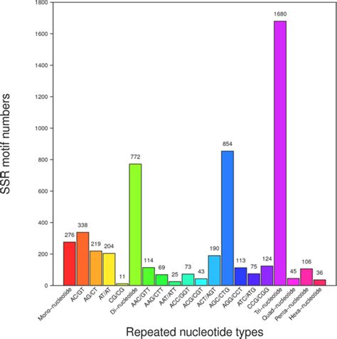 The Number Distribution Of Different Microsatellite Motif Types In