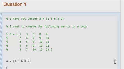 How To Make A Matrix In A Loop In Matlab Matlab