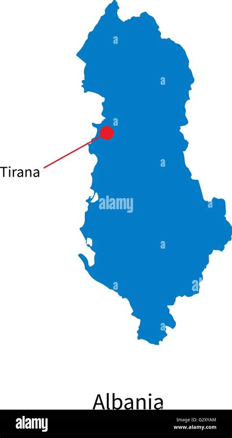 Detailed vector map of Albania and capital city Tirana Stock Vector ...