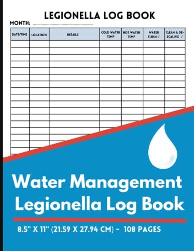 Water Management Legionella Log Book Legionella Risk Assessment Record