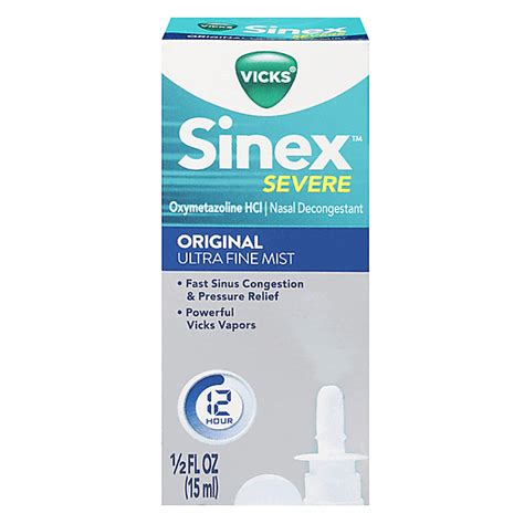 Vicks Sinex Severe Original Nasal Spray Ultra Fine Mist Cold Sinus Congestion Spray 15 Ml