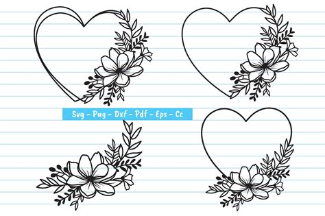 Flower Heart Bundle Svg Flower Svg Graphic By Dakhashop Creative Fabrica