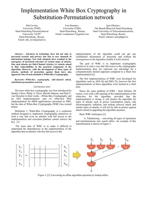 PDF Implementation White Box Cryptography In Substitution Permutation