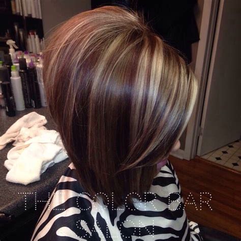 Medium Length Brown Hair With Red And Blonde Highlights