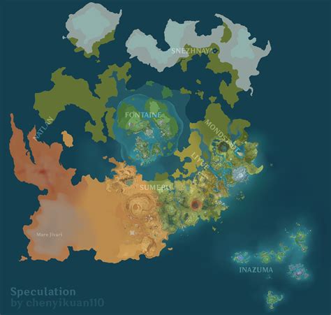 Speculated Full Map Of Teyvat 2023 Genshin Impact Hoyolab