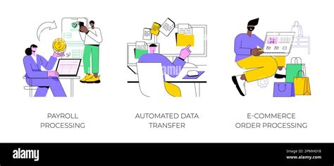 Automated Business Processes Isolated Cartoon Vector Illustrations Set