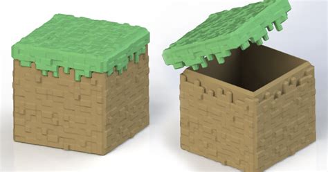 Minecraft Grass Block Container Por BCaron Descargar Modelo STL