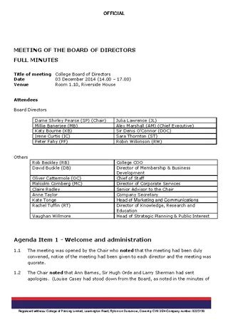 First Board Of Directors Meeting Agenda Sample PDFSimpli