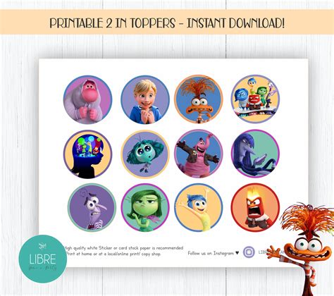 Inside Out 2 Printable Toppers Party Toppers Birthday Toppers Joy