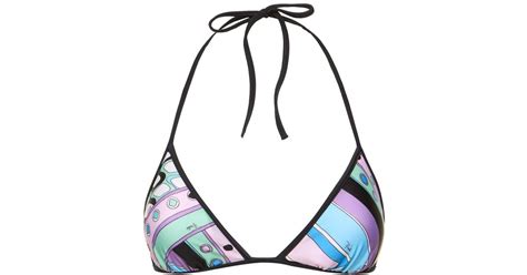 Emilio Pucci Triangle Bikini Top In Blue Lyst