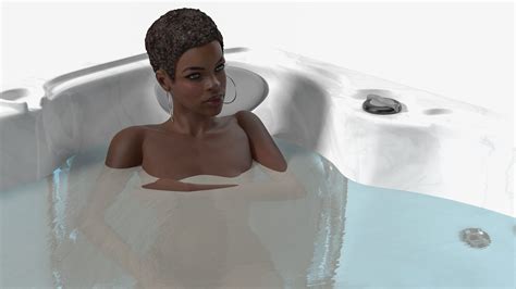 Nude Dark Skin Woman In Large Hot Tub Rigged D Model Max Free D