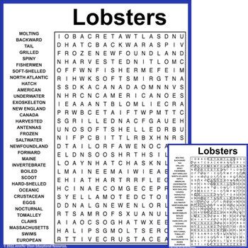 Lobsters Word Search By Jennifer Olson Educational Resources TPT