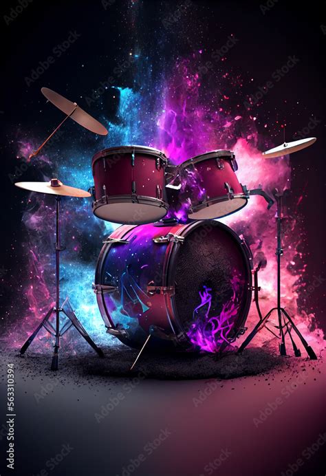 beautiful abstract Digital Drum Kit with nebula dust concept ...