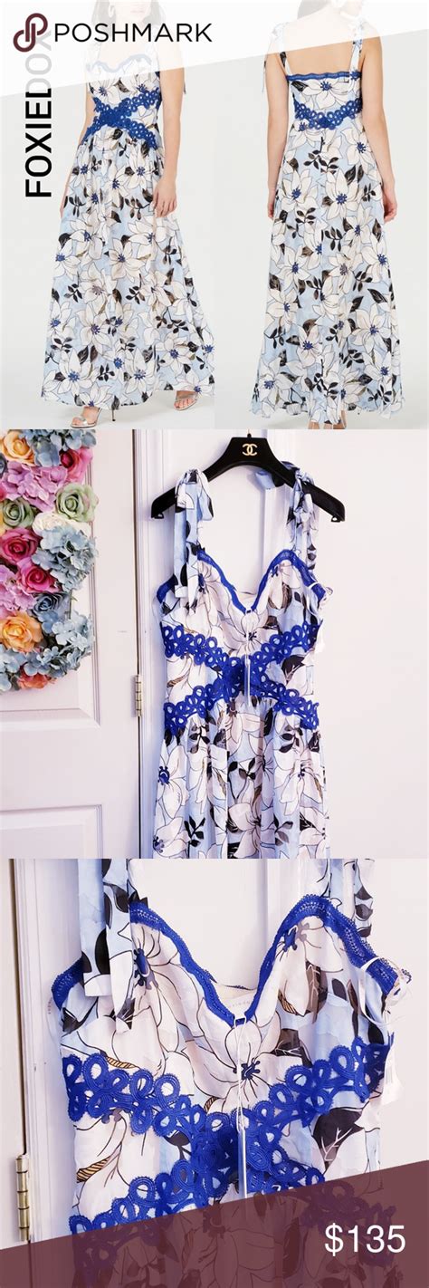 New FOXIEDOX Floral Maxi Dress Straps Tie V Neck Floral Maxi Dress