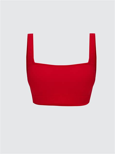 XSIDE Kirmizi Kare Yaka Düz Askılı Kadın Bikini Üst S3FI04Z8 ST7 LCW