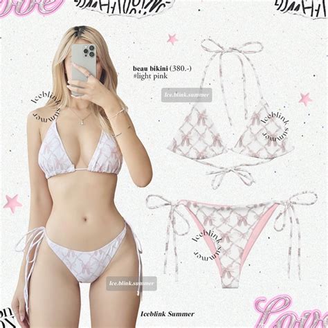 ICEBLINK l Beau bikini ชดวายนำ บกนลายโบวสชมพ มาดวยกน ลาย พรอมสง Shopee