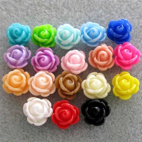 24pcs Drilled Resin Rose Flower Beads With Hole By Akalulabeads