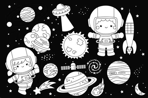 Galaxy and Space Clipart - Space and Exploration – inkleystudio