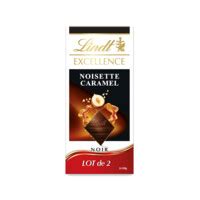 Tablette Noir Noisette Caramel LINDT 2 tablettes de 100g à Prix Carrefour