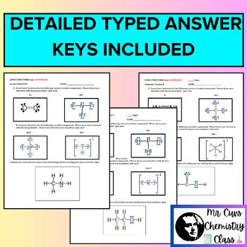 Chemistry, Physical Science, Bonding - Lewis Structures Quiz 3 versions! (w/KEY)