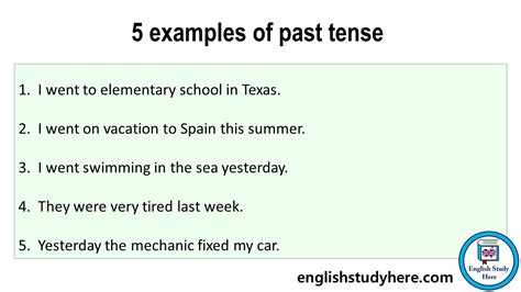 Examples Of Past Tense Verbs Design Talk