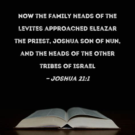 Joshua 21:1 Now the family heads of the Levites approached Eleazar the priest, Joshua son of Nun ...