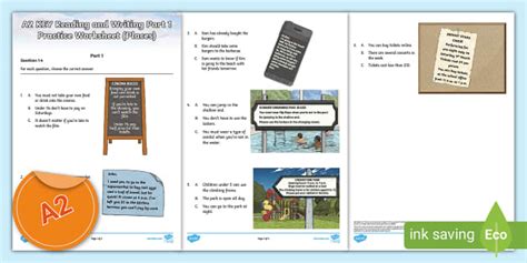 Esl A2 Key Reading And Writing Part 1 Practice Worksheet Places