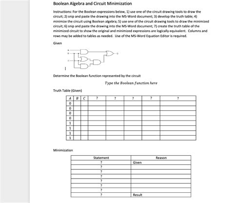 Solved Boolean Algebra And Circuit Minimization