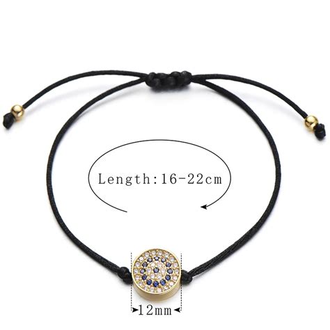 Pipitree Модный 12 мм Круглый CZ браслет evil eye регулируемые черные ...