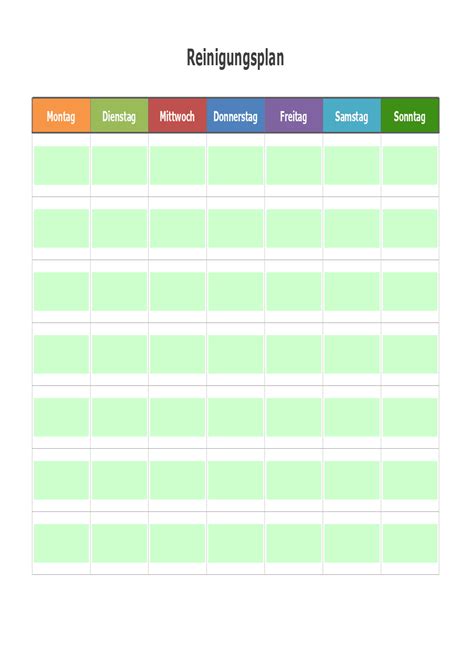Vorlage für Reinigungsplan ONLYOFFICE