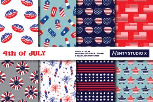 Digital Paper Pack FOURTH Of JULY Graphic By Msnty Studiox Creative