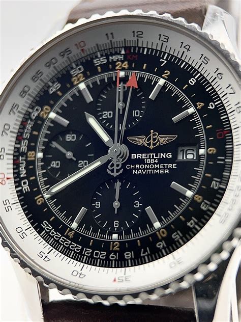 Breitling Navitimer World GMT Automatic Stainless Steel 46 mm Black Di ...