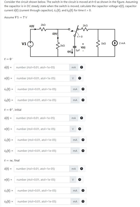 Solved Consider The Circuit Shown Below The Switch In The