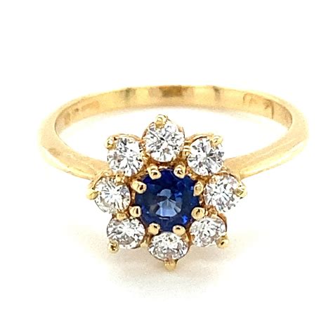 Gold Sapphire And Diamond Ring Ct Yellow Gold Cts Etsy