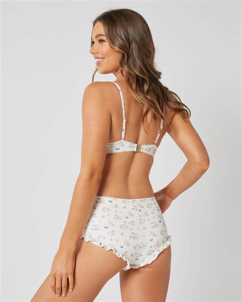 Shop Topanga Evermore Frill Shortie Bikini Bottom In Cream Multi Fast