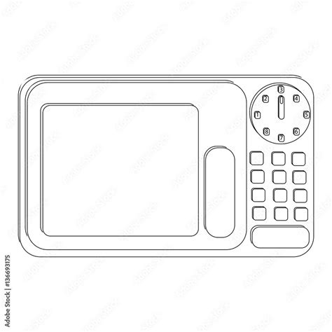 Microwave in black and white isolated on white background in flat style. Stock Vector | Adobe Stock