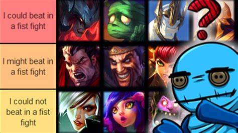 Ranking Every League Of Legends Champion Based On If I Could Beat Them In A Fist Fight Tier