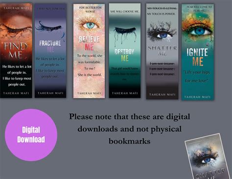 Shatter Me Series Printable Bookmarks L Bookish L Romance Books Digital