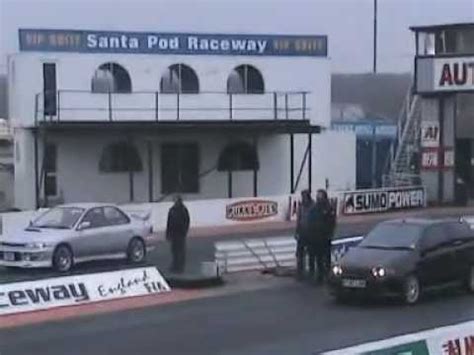 Subaru Impreza Races Fiat Punto At Santa Pod YouTube