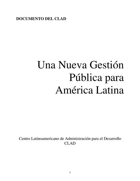 Una Nueva Gestion Publica Para America Latina DOCUMENTO DEL CLAD Una