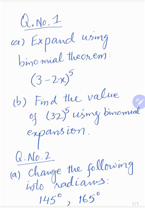 Solved Qno 1 A Expand Using Binomial Theorem 3 2 X5 B Find The Value Of 325 Using