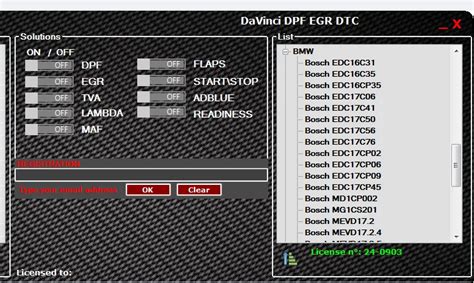 Newest Davinci Pro Dpf Egr Flaps Adblue Off Software Off